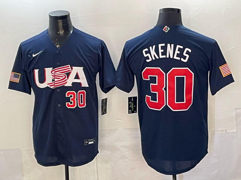 Men 2026 World Cub USA #30 Skenes blue Nike MLB Jersey style 07